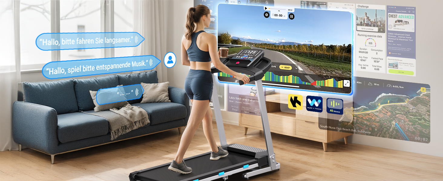 Біговий доріжки для дому Cardirun 3.0PS, 12 км/год, нахил 10%, до 160 кг, LED-дисплей, APP, Bluetooth, тиха, срільно-чорний