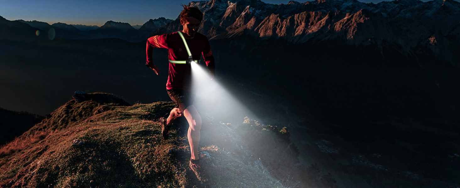 ISEYOU Фронтальний ліхтар для бігу з регулюванням на 45°, 500 люмен, 2 кольори, USB-C, IPX4, для бігу, кемпінгу, велоспорту