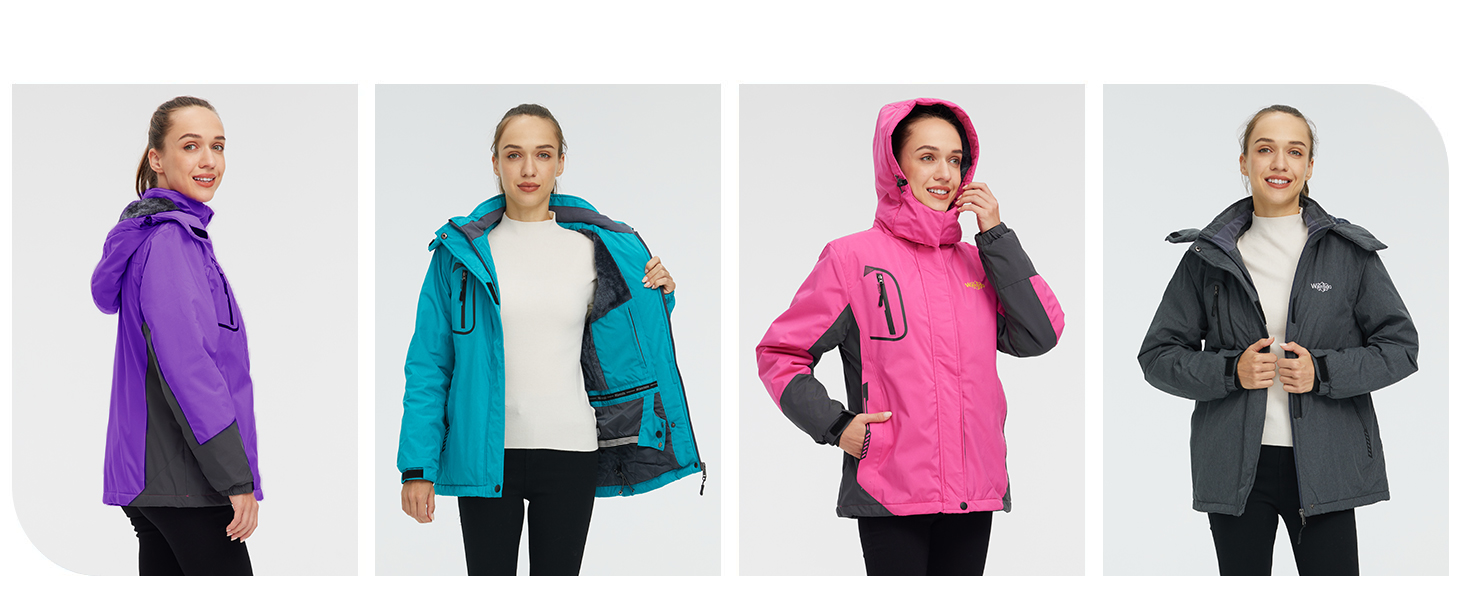 Жіноча гірськолижна куртка Wantdo, тепла флісова куртка, водонепроникна, дихаюча, з капюшоном, вітрозахисна, темно-бірюзова, розмір L