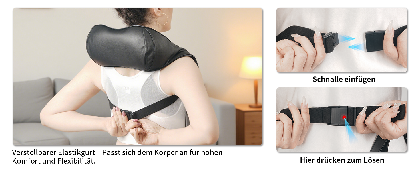 Масажер для шиї TISSCARE Shiatsu з підігрівом - електричний масажер для шиї, спини, плечей, ніг та ступнів. Глибокий масаж для розслаблення. Подарунок для батьків та партнерів, чорний