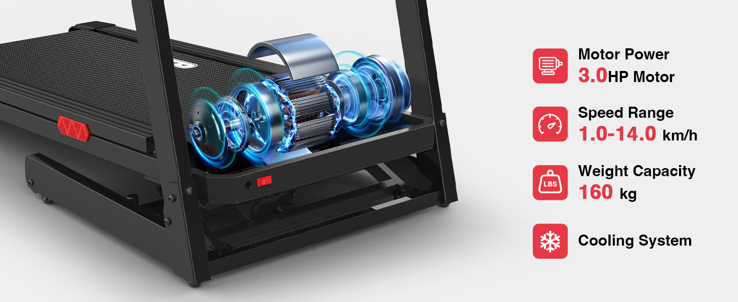 Біговий тренажер Redliro з автоматичним нахилом 15% - складний, до 160 кг, з регульованим поручнем та Bluetooth, для дому