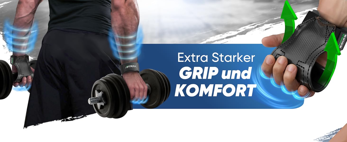 Гріпси для тренувань NetroxSports Power Grips - фітнес-ремні для підйому важкої ваги, бодібілдингу з захистом зап'ястя, чорні (M)