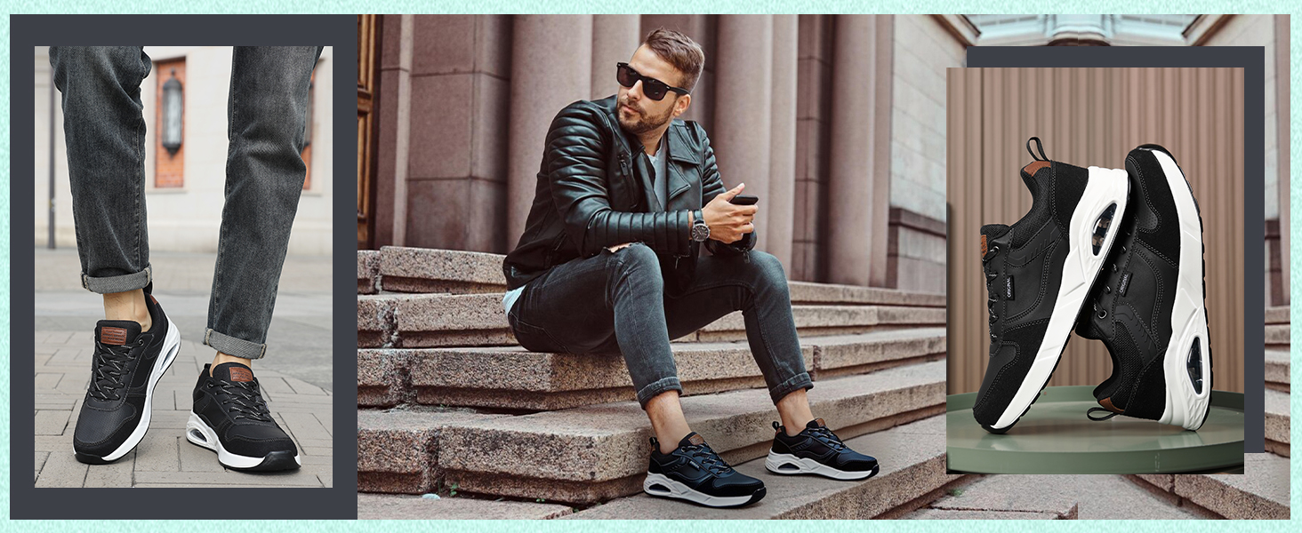 Sneaker TARELO для чоловіків: кросівки з повітряною подушкою, зручні спортивні кросівки для відпочинку, дихаючі, легкі, для тенісу, зелені, 44 EU