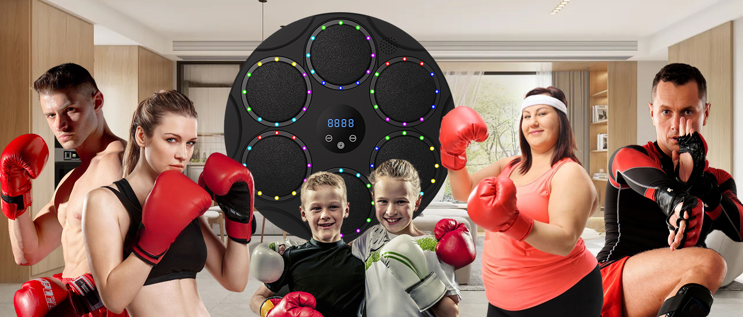 Електронний боксерський тренажер LeuKoles 2025 з Bluetooth, LED підсвічуванням, музикою та рукавичками, настінний, 9 швидкісних режимів, лічильник ударів