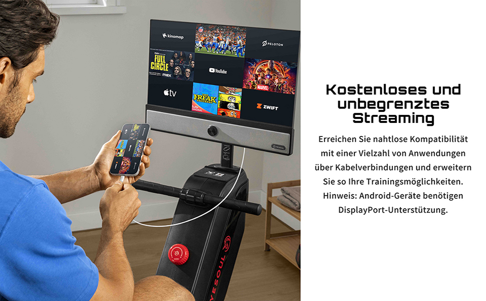 YESOUL R1 Plus: Гребний тренажер для дому з 21.5' FHD екраном, 360° обертанням, магнітним опором та 100 рівнів навантаження