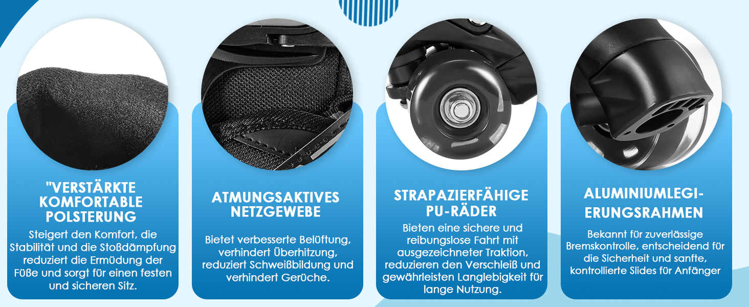 Ролики дитячі ролики для дівчаток та хлопчиків, 4 розміри, регульовані, для початківців, зручні, дихаючі, ролики для дітей, подарунок на Різдво та день народження, Roa-Violette (S, Blue-Black)