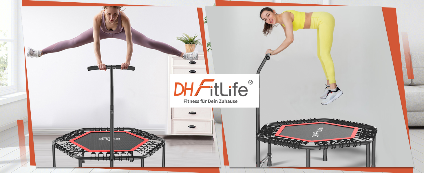 Трамплін для фітнесу DH FitLife | Ø114 см, до 150 кг, регульована ручка, стабільний та тихий | для дітей та дорослих
