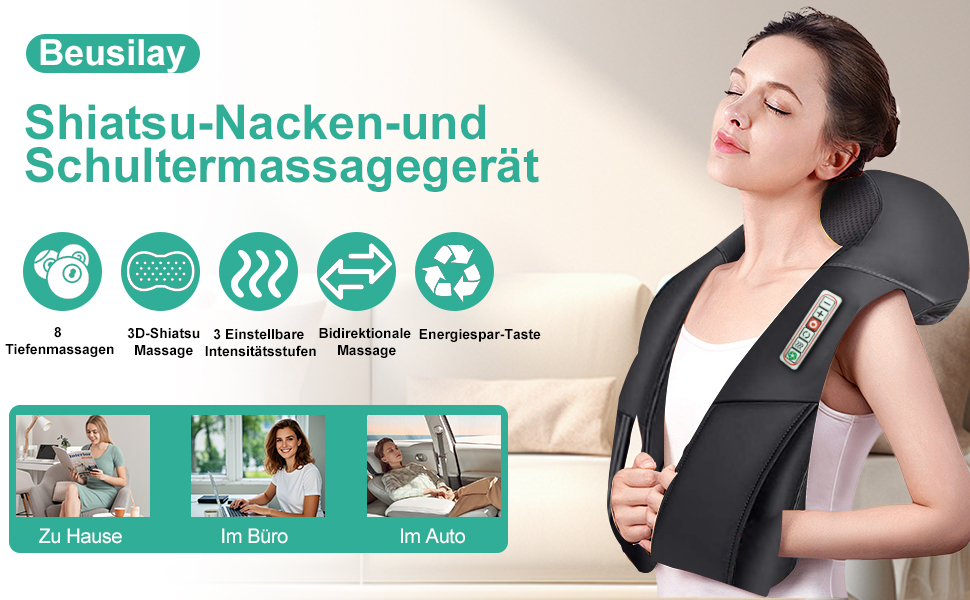 Електричний масажер для шиї та спини з підігрівом, Shiatsu 3D масаж, для тіла, ніг, подарунок