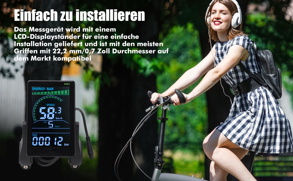 РК-дисплей BuyWeek M6C E-Bike, 24В-60В, водонепроникний, 6-контактний роз'єм