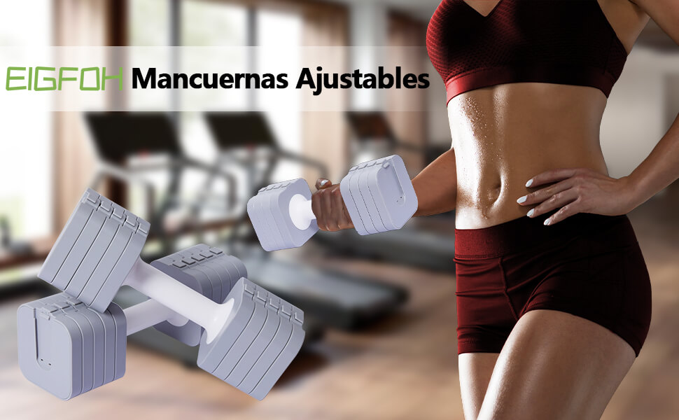 Регульовані гантелі 10 кг (2 x 5 кг), водонепроникні, компактні, легко регулюються, ідеальні для домашніх тренувань (сірі)