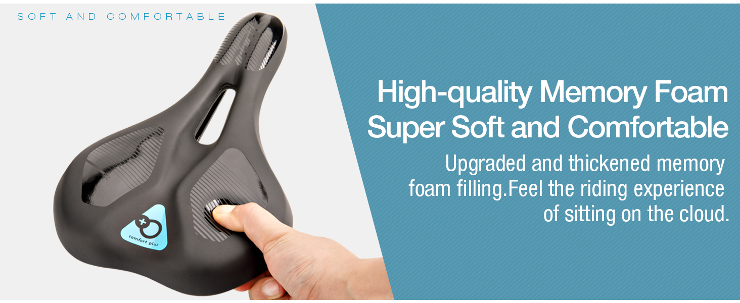 Велосипедне сідло DDK Comfort Plus: комфортне сідло з Memory Foam, що зменшує тиск та амортизує. Підходить для чоловіків та жінок, MTB, шосе, міських та альпійських велосипедів