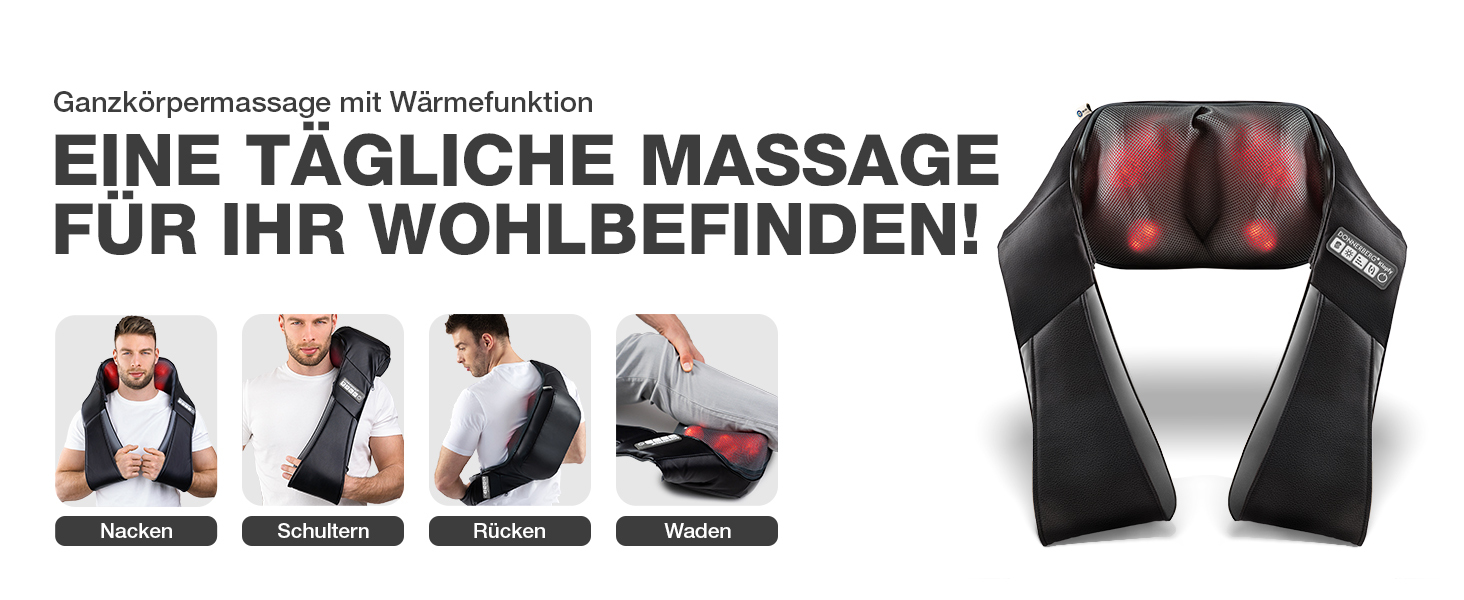 Масажер для шиї та спини Donnerberg Shiatsu з функцією прогріву, ударний, гарантія 7 років, сертифікат TÜV Süd