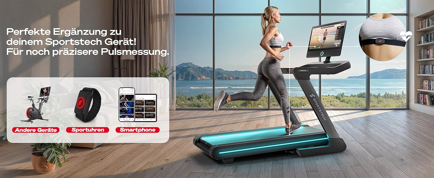 Пульсометр Sportstech з Bluetooth ANT+ для бігу, велотренувань та фітнесу. Водостійкий, до 350 годин роботи, сумісний з Wahoo, Polar та Sportstech Live