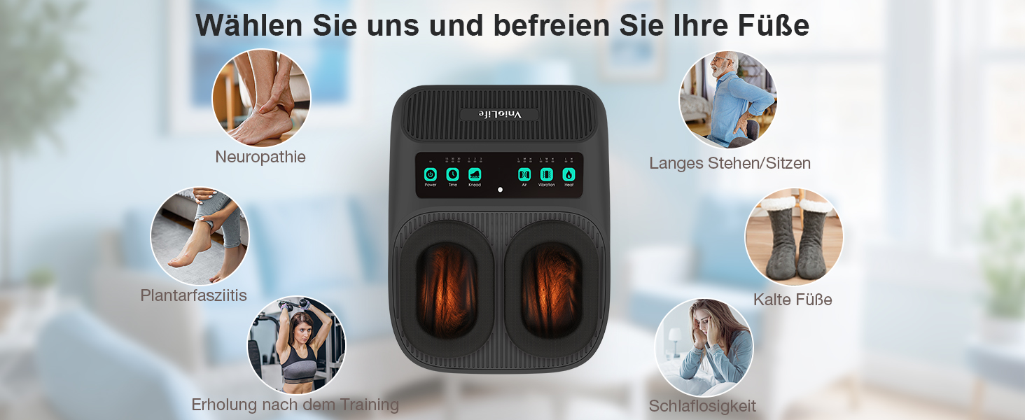 Масажер для ніг Shiatsu з підігрівом для планарної фасції та невропатії, портативний, до 43 розміру, ідеальний подарунок для батьків