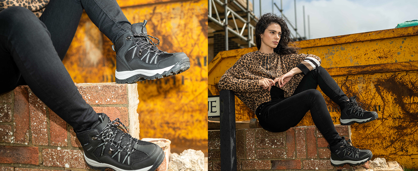 Черевики для трекінгу жіночі, туристичні черевики, трекінгові черевики, черевики для хайкінгу, чорні, 40 EU