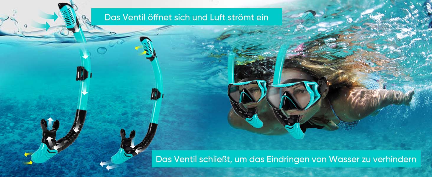 Набір для снорклінгу дорослих, сухий, з маскою та трубочкою, антизапітніння, 180° панорама, для жінок та чоловіків, плавання, відпочинок на пляжі
