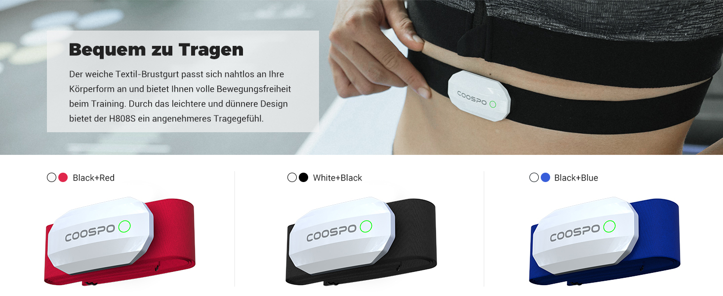 Пульсомір COOSPO H808S з ANT+/Bluetooth, водонепроникний IP67, сумісний з Polar, Wahoo, Garmin, Zwift, Strava