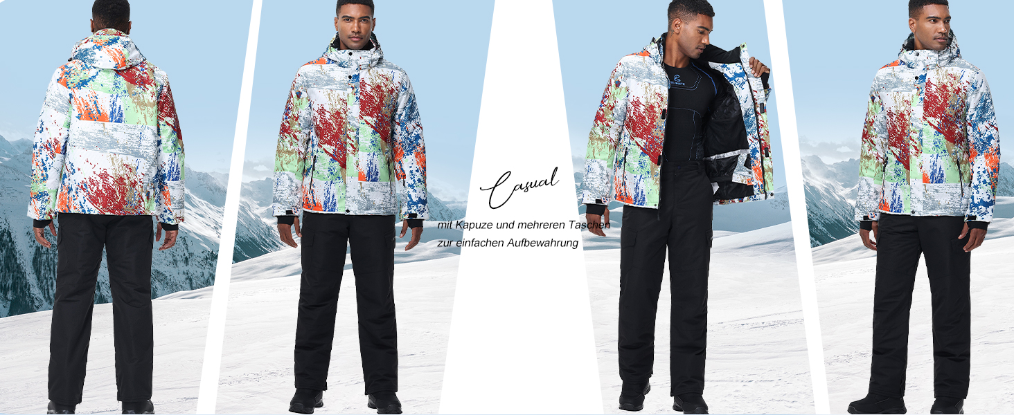 Чоловічий зимовий костюм для сноубордингу та катання на лижах, водонепроникний та вітронепроникний, теплий, для туризму та альпінізму, розмір M, колір чорний