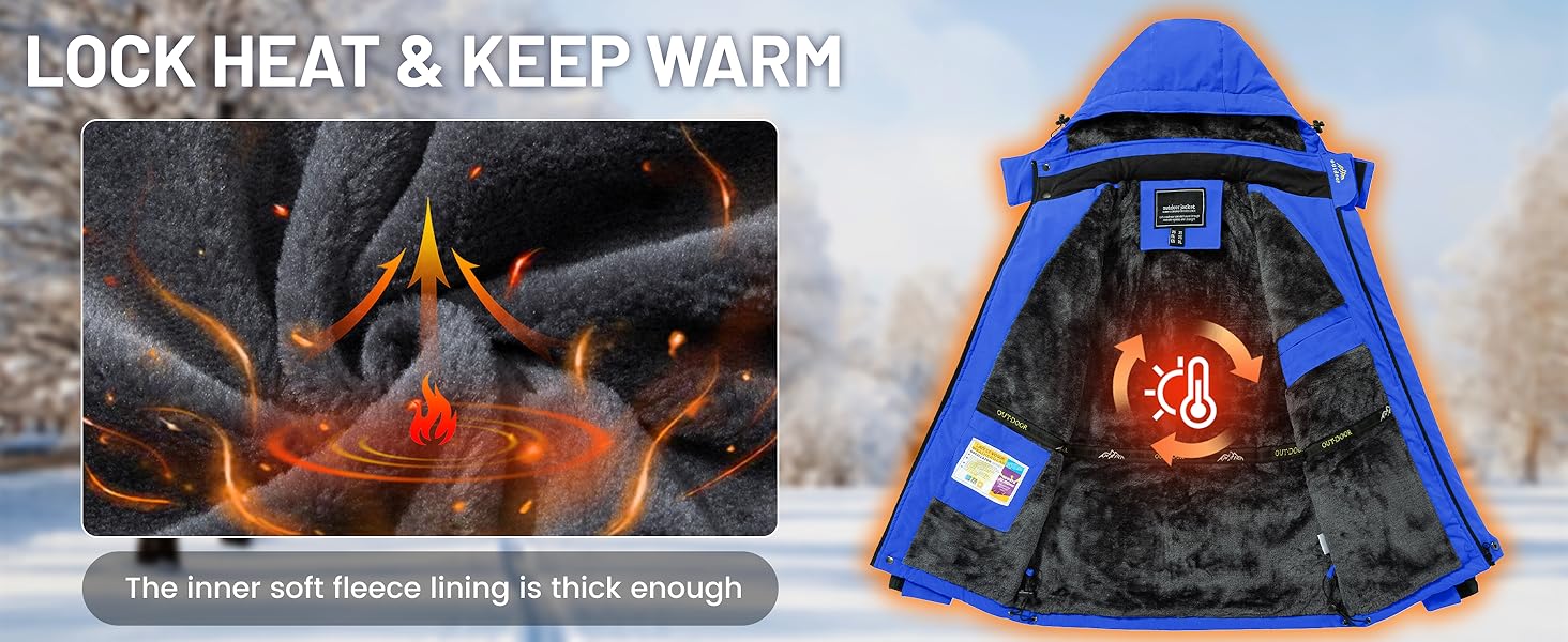 Чоловіча флісова куртка MAGCOMSEN на зиму: тепла, водонепроникна, з капюшоном для туризму та кемпінгу (чорний, L)