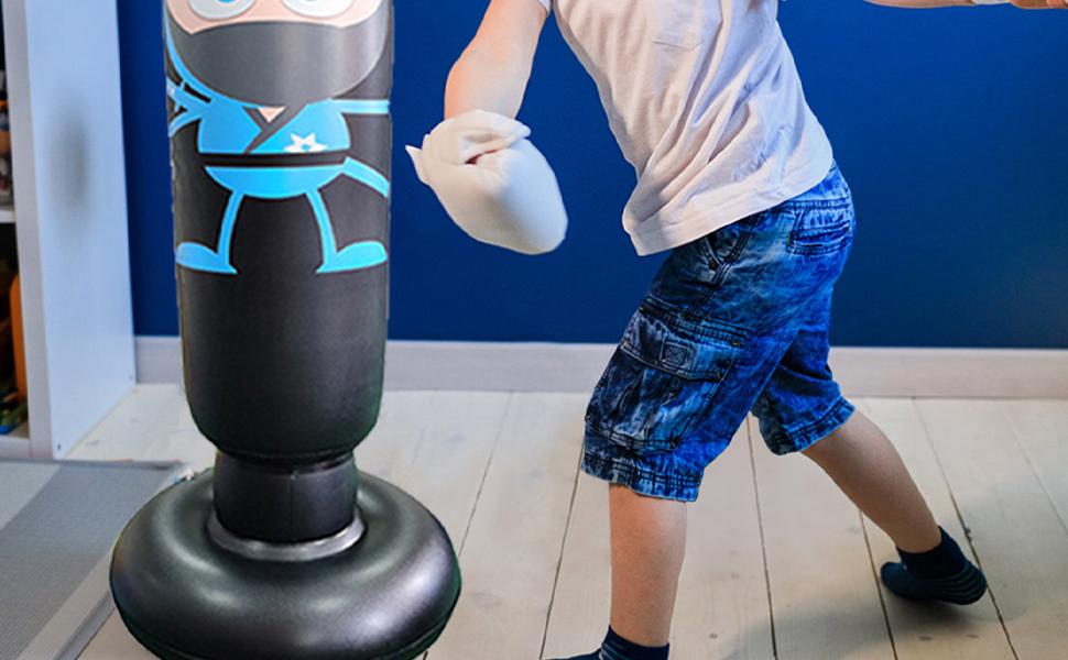 Боксерський мішок для дітей Karate 65 см зі стійкою для тренувань. Дитячий боксерський тренажер для фітнесу та єдиноборств, чорний