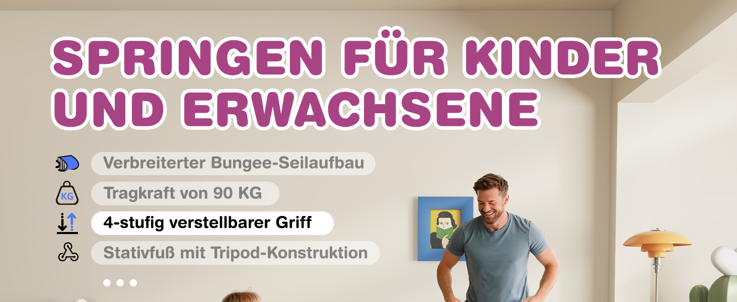 MOMODA Складний батут для фітнесу в приміщенні з ручкою, діаметр 106 см, червоний, для дітей та дорослих