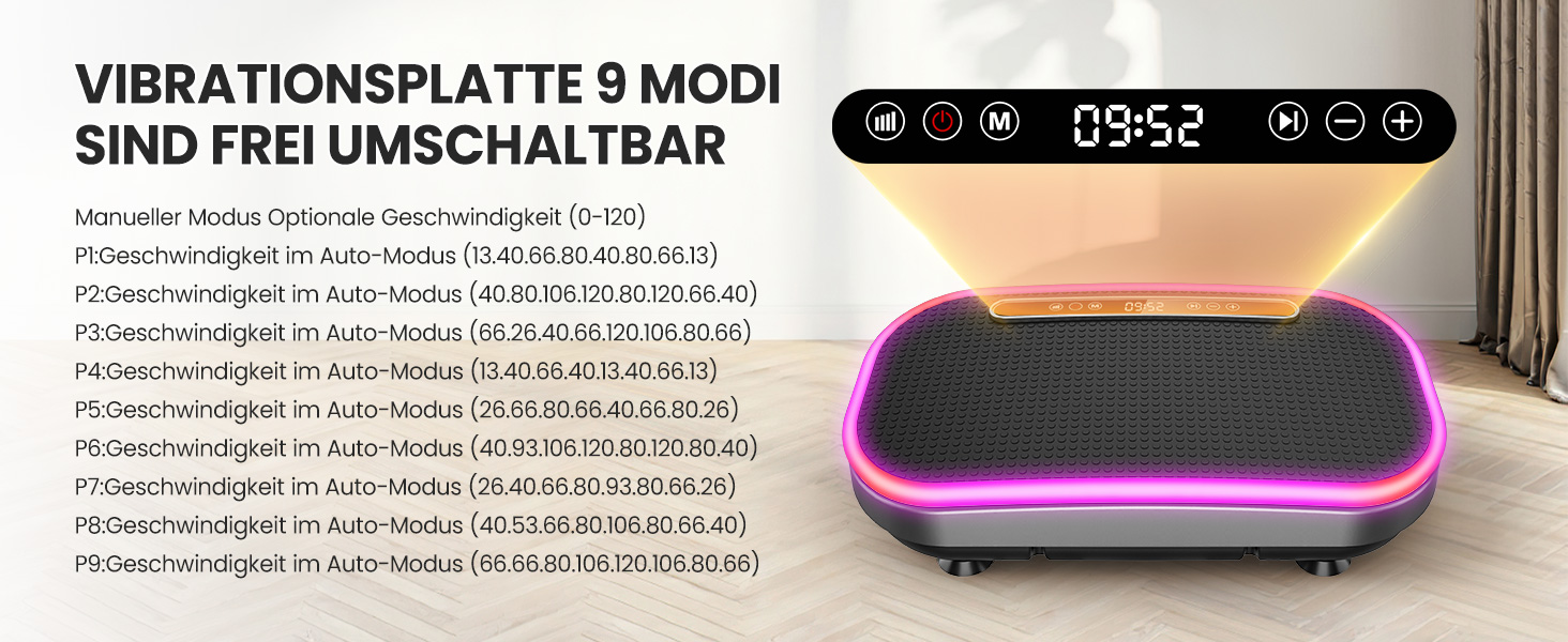 Платформа для вібраційного масажу для схуднення з еластичними стрічками, 9 режимів, 120 рівнів інтенсивності, Bluetooth, LED-дисплей, 150 кг, срібна