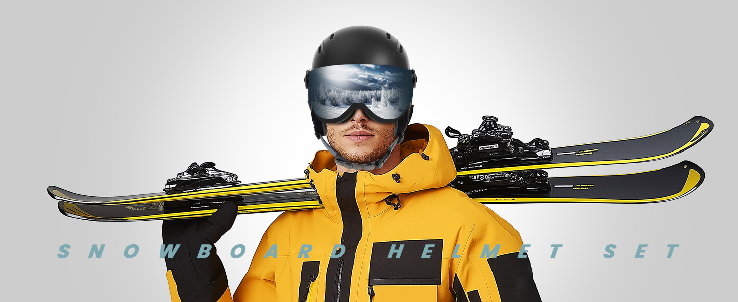 Шолом для сноубордингу та лиж OutdoorMaster з маскою, захисний EPS-піна, 14 вентиляційних отворів, сірий матовий, M