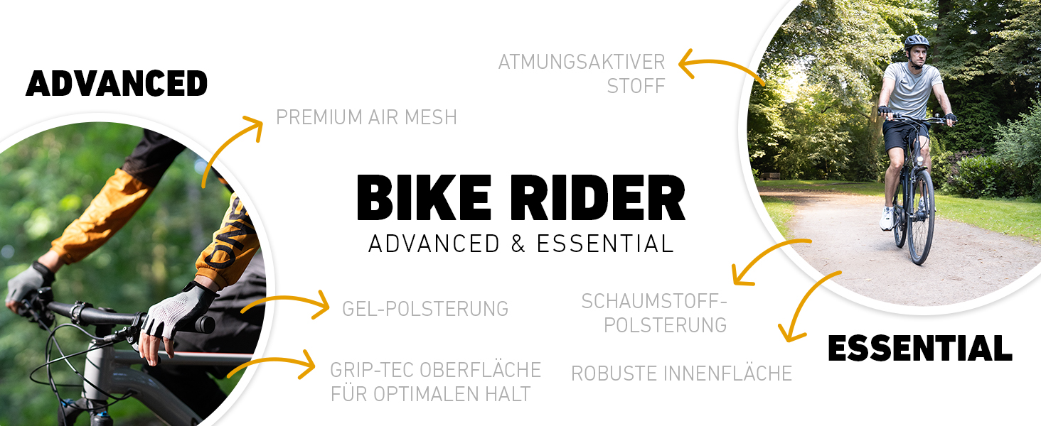 Велосипедні рукавички Valkental® з підкладкою | М'які та дихаючі | Для чоловіків та жінок | Безпальцеві рукавички для MTB/шосе/трекінгу | Короткі та легкі рукавички з відбиваючими елементами L Advanced