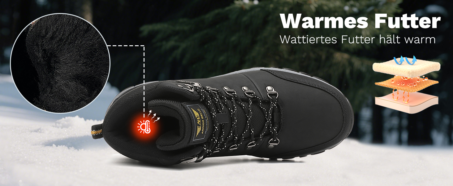 ARRIGO BELLO Зимові черевики для чоловіків: зимові чоботи, чоботи від снігу, утеплені, робочі черевики, для роботи та походів, розмір 41-46, G1, чорний, 43 EU