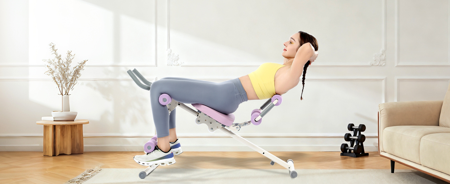 Тренажер для пресу GuuG: компактний складний фітнес-тренажер для дому, фітнес-обладнання для пресу, абдомінальна машина, для чоловіків та жінок, фіолетовий