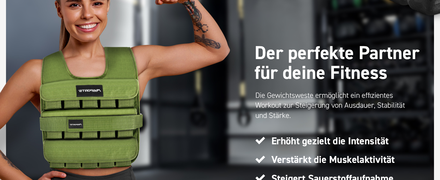 Вага для тренувань MSports Premium, регульована 5-30 кг, вага для бігу, фітнесу, силових тренувань (15 кг, Military Green)