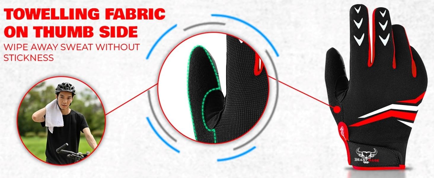 Велосипедні рукавички BEAST RAGE з посиленням, чорні, для MTB, BMX, шосе, чоловічі та жіночі, антиковзаючі, з амортизацією, для сенсорних екранів