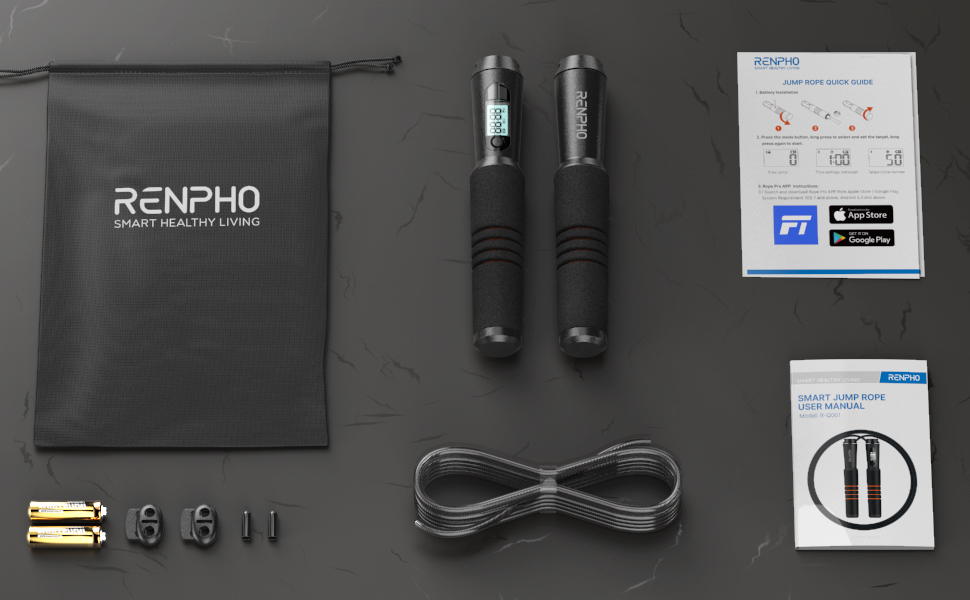 Скакалка RENPHO Smart Fit Jump Rope, Швидкісна тренувальна скакалка, Кросфіт, Професійний спорт, Для дорослих та дітей