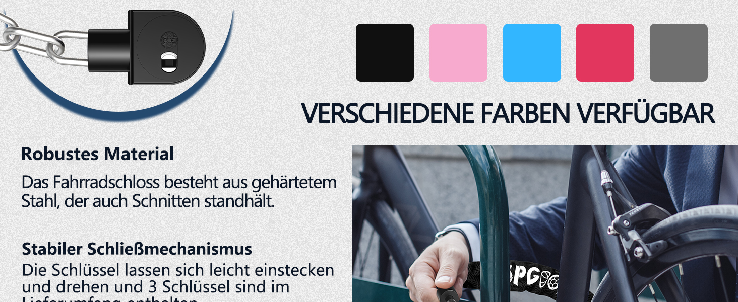 Замок для велосипеда з 3 ключами, ланцюговий замок проти крадіжок 90см, висока безпека, водовідштовхувальний чохол для велосипеда/електросамоката/електровелосипеда/MTB/мотоцикла/вантажного велосипеда, 870мм, чорний