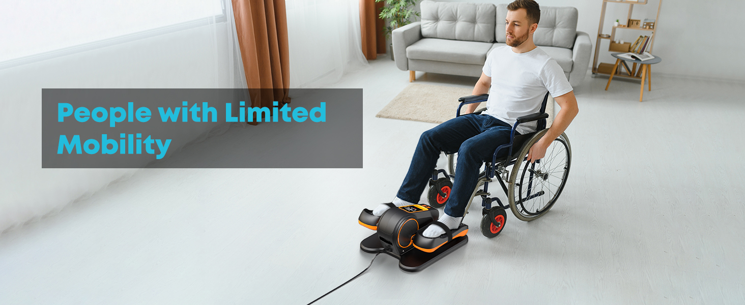 Еліптичний тренажер Gonex під стіл для літніх людей, електричний, з пультом керування, 16 рівнів швидкості, ручний та автоматичний режими (Помаранчевий)