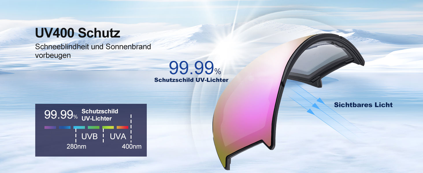 Одоланд Скі-маска для сноуборду та лиж для жінок та чоловіків з 2 змінними лінзами та чохлом, антитуманне покриття, захист від УФ-променів, сумісна з шоломом, для хлопчиків та дівчаток, чоловіків та жінок, темно-сріблястий (VLT 15%)
