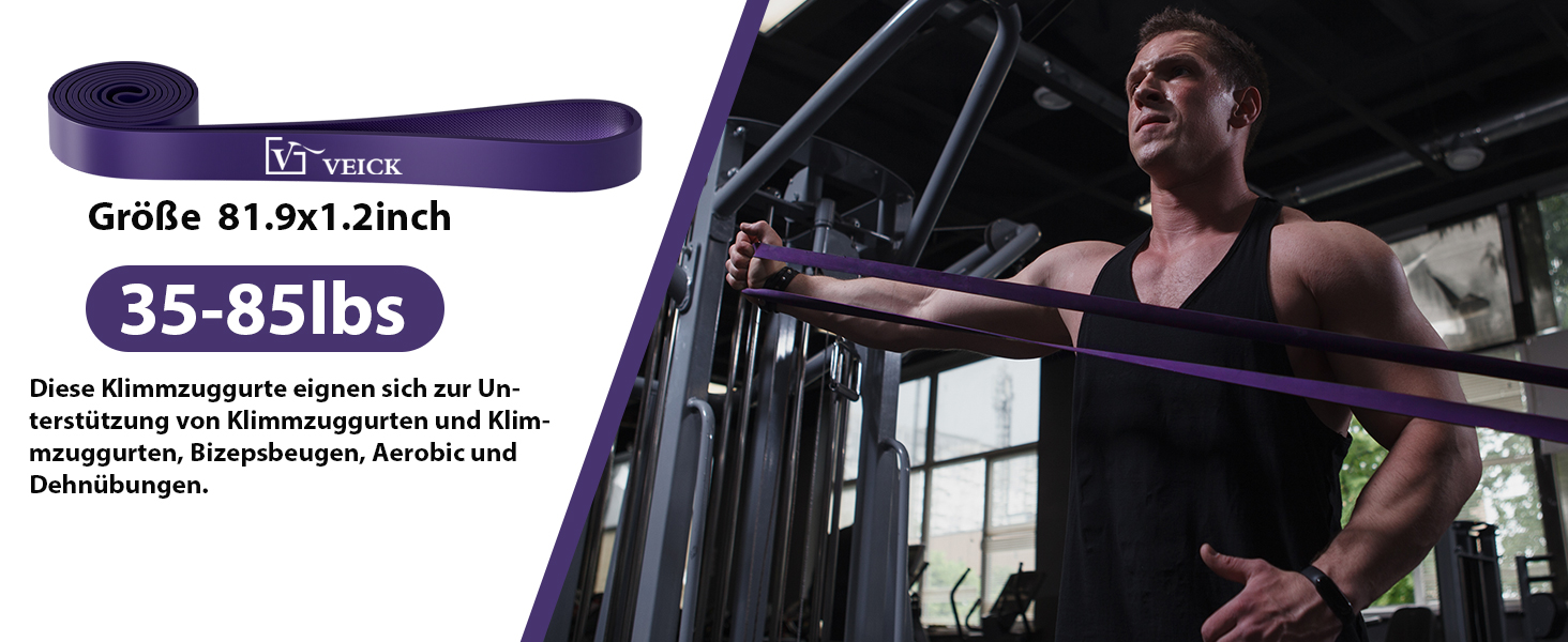 Фітнес гумки VEICK: набір еластичних стрічок для фітнесу, калістеніки та пілатесу (з антиковзним ремінцем)