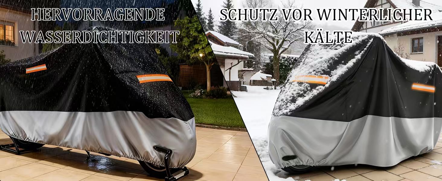 Захисний чохол для мотоцикла Motorrad 210D, водонепроникний, UV-стійкий, з світловідбиваючими смугами, для зберігання на вулиці та в приміщенні, 245 x 105 x 125 см