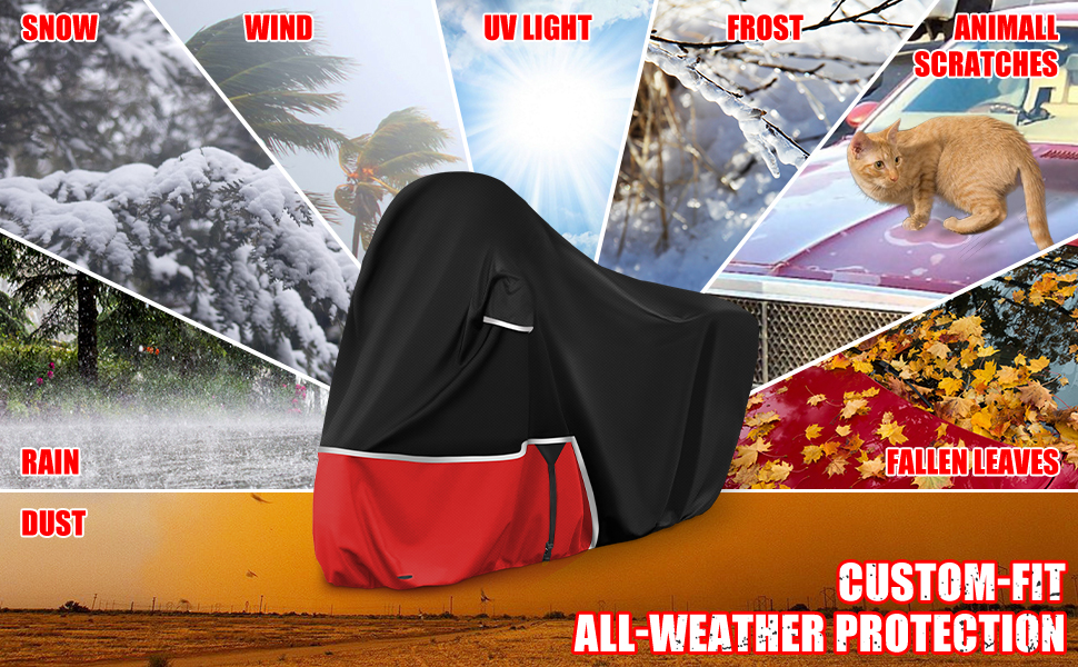 Водонепроникний захисний чохол для мотоцикла Piaggio MP3 400/500 (з кофром) - 420D Oxford, чорний/червоний