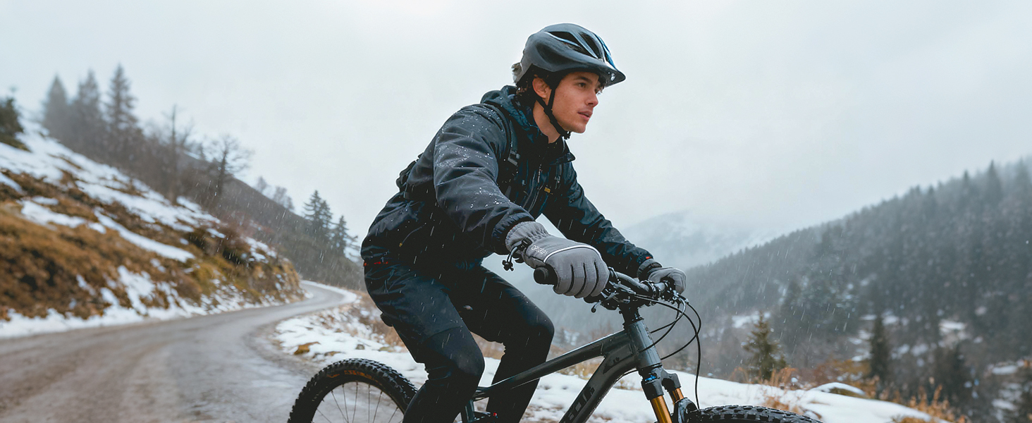 Рукавички зимові для чоловіків та жінок, велосипедні та гірськолижні, 3M Thinsulate, водонепроникні, теплі флісові з підтримкою сенсорного екрану, сірі, розмір L