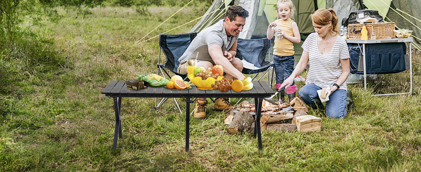 Складаний туристичний стіл Boosden 120x80 см з сумкою для пікніка, грилю та відпочинку на природі (чорний)