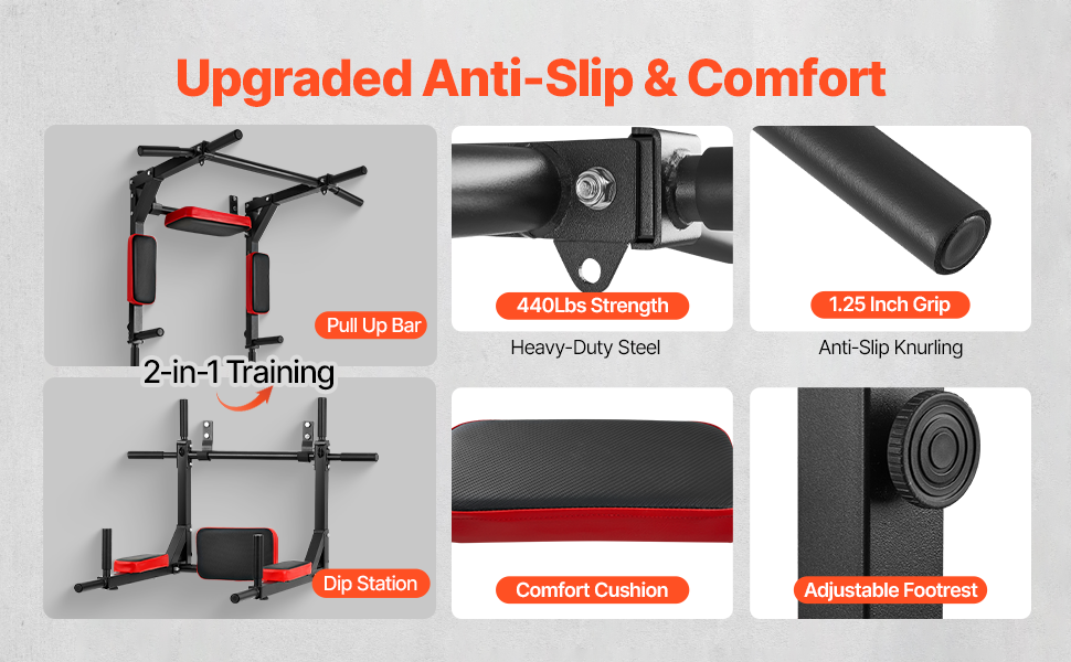 Кімнатна турнік VEVOR, турнік для дому, турнік для фітнесу, турнік для верхньої частини тіла, Power Tower Set, до 200 кг