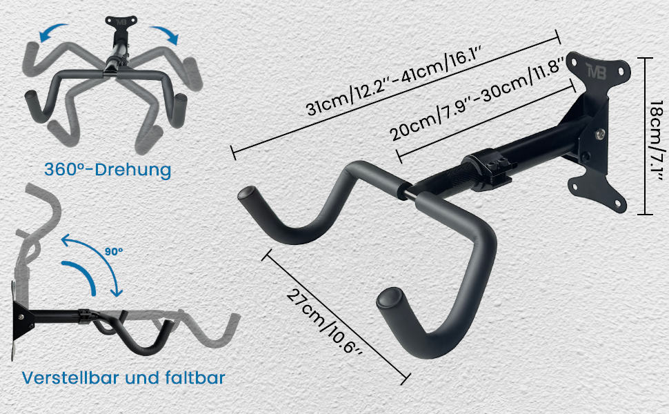 Настінна підставка для велосипеда, регульована, до 30 кг, для гірського, шосейного велосипеда, гаража та квартири