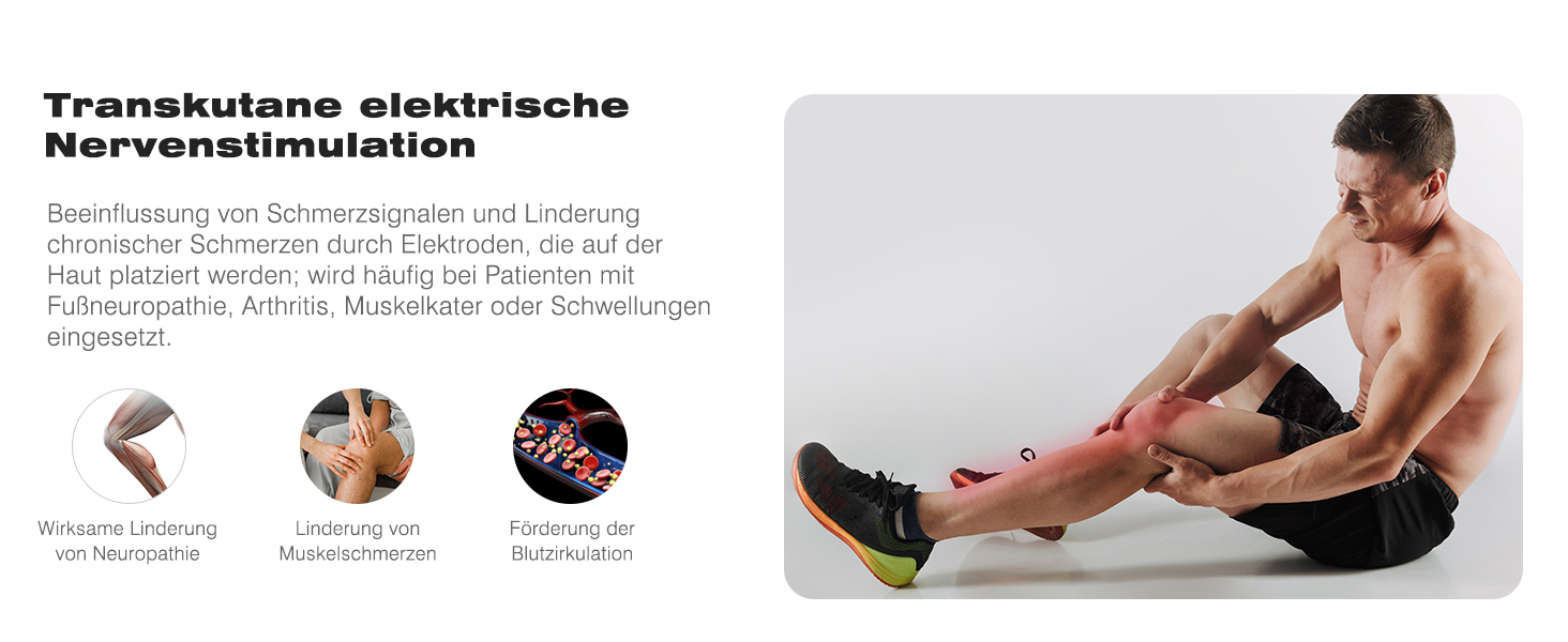 Масажер для ніг та тіла Medic EMS TENS - стимулятор кровообігу з 10 режимами та 20 рівнями інтенсивності. Зменшує біль при п'ятковому фасціїті, невропатії та болю. Білий колір.