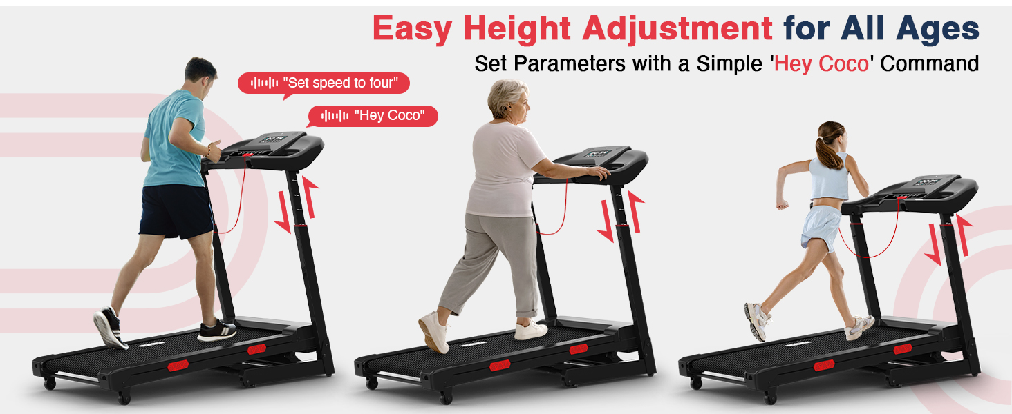 Біговий тренажер Redliro з автоматичним нахилом 15% - складний, до 160 кг, з регульованим поручнем та Bluetooth, для дому