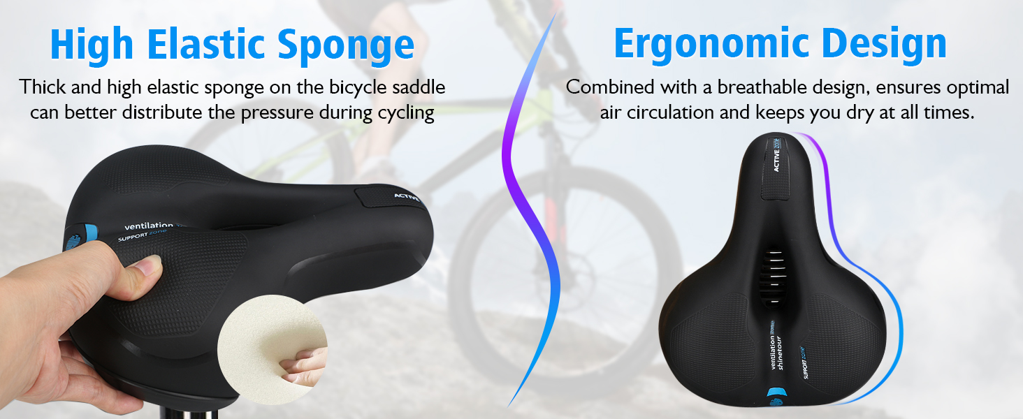Велосипедне сидіння з піною Memory Foam, ергономічне, амортизуюче, дихаюче. М'яке велосипедне сидіння для чоловіків