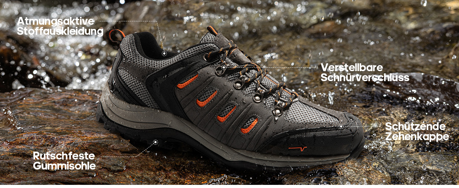 Чоловічі водонепроникні трекінгові черевики NORTIV 44 EU (Чорний, Сірий)