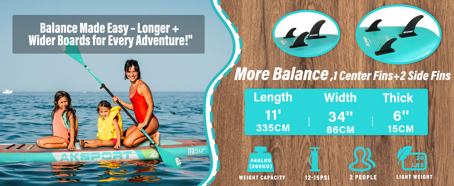 Надувне SUP-борд AKSPORT: комплект з аксесуарами, широка стійка платформа, антиковзне покриття, для підлітків та дорослих (Mintgreen)