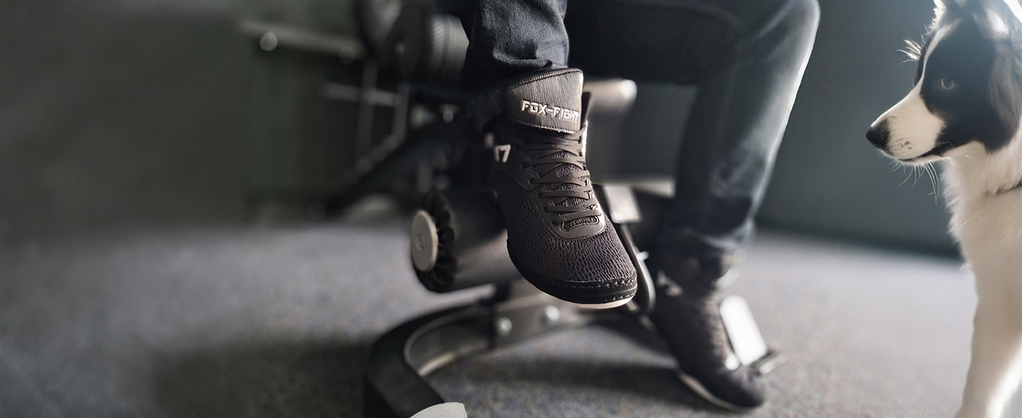 FOX-FIGHT Y7 Боксерські/Залкові Кросівки для Занять Фітнесом та Бойовими Мистецтвами | Зроблено з Нубуку | Чорно-Білі | 46 EU