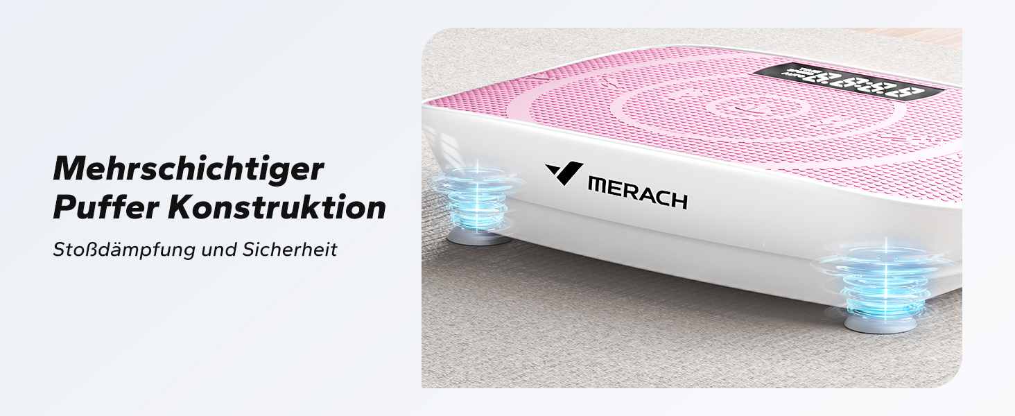 Віброплатформа MERACH для тренувань всього тіла, рожева. З Bluetooth-динаміком, автоматичне регулювання швидкості, для м'язового тренування та формування
